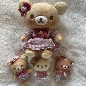 Charming Plush Bear Family with Pink Outfits